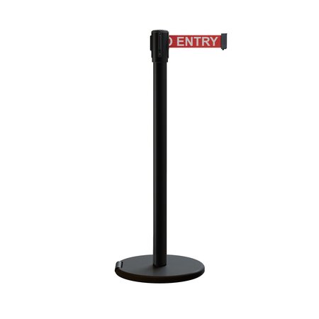 MONTOUR LINE Retractable Belt Rolling Stanchion, 2ft Black Post  11ft. NoEn..Belt ME530-BK-NOENRW-110